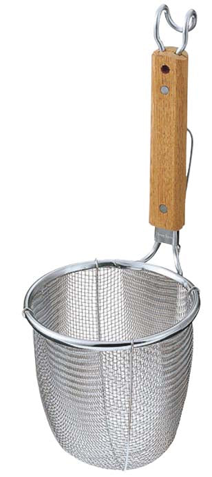 Stainless Steel Wooden Handle Ramen Noodle Strainer 8mesh