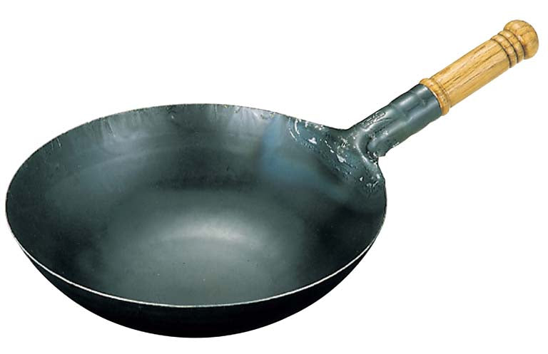 Yamada Wooden Handle Hammered Iron 1Handle Chinese Wok