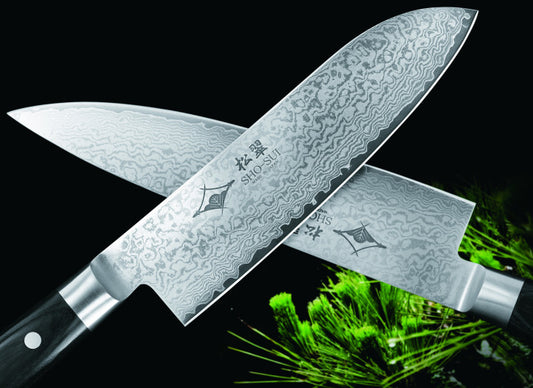 The beauty of Damascus steel! Ebematsu's original kitchen knife "Shosui"