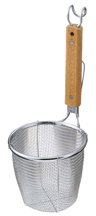 Stainless Steel Wooden Handle Ramen Noodle Strainer 8mesh