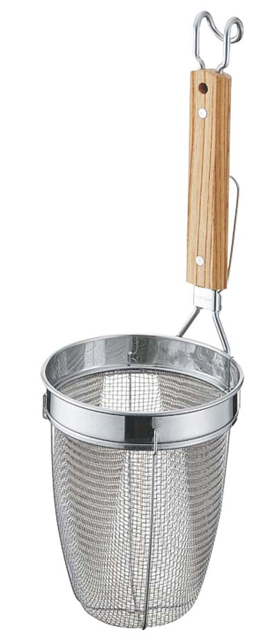 Stainless Steel Wooden Handle Ramen Noodle Strainer 8mesh
