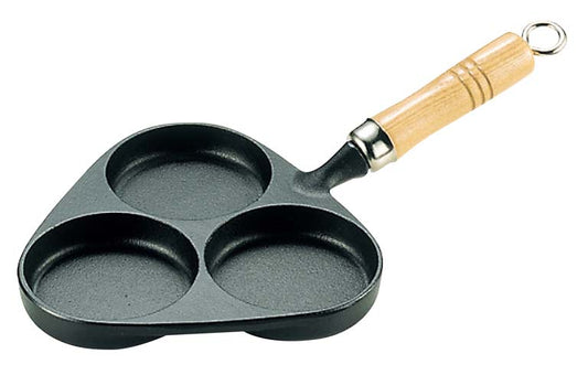 Nambu Ironware Cast Iron Egg Frying Pan with Wooden handle 24018