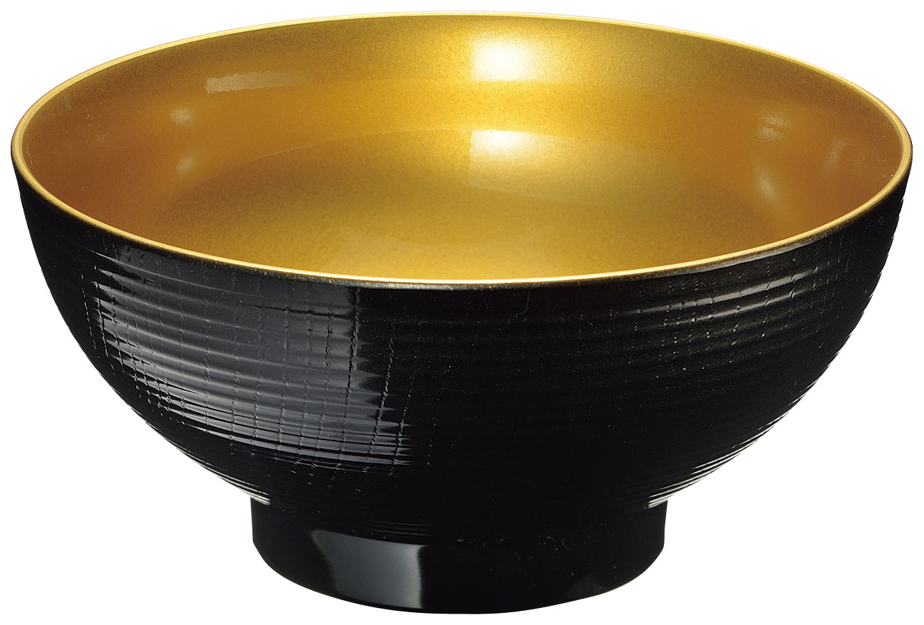 Ramen bowl Heat Resistant Brushed Sruface Black/Gold inside